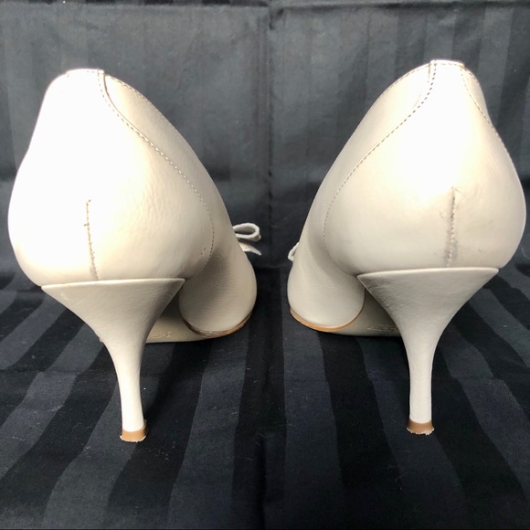 J. Crew Ivory Leather Peep Toe with Bow Heels - Picture 5 of 13